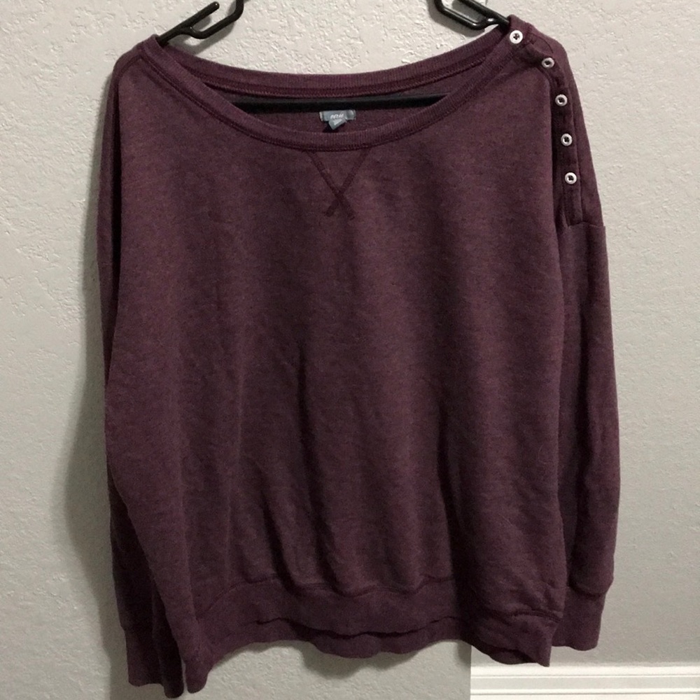 Aerie Maroon Button Shoulder Sweatshirt Size XL